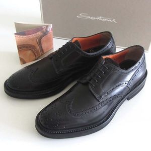 new SANTONI FAM black wingtip shoes 6.5 F / 7.5 US